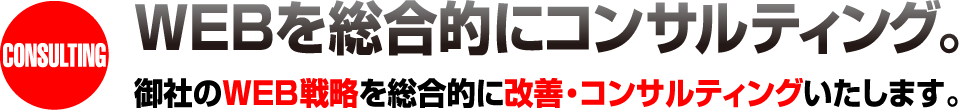 “CONSULTING WEBを総合的にコンサルティング。御社のWEB戦略を総合的に改善・コンサルティングいたします。